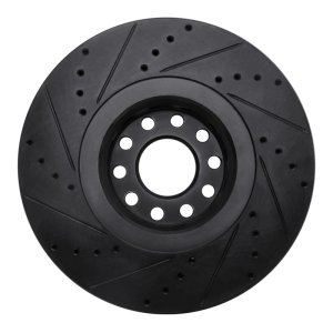 Audi A8 Brake Rotor (1) - Front Right - R1 Concepts - Drilled & Slotted - Black - `00-`03